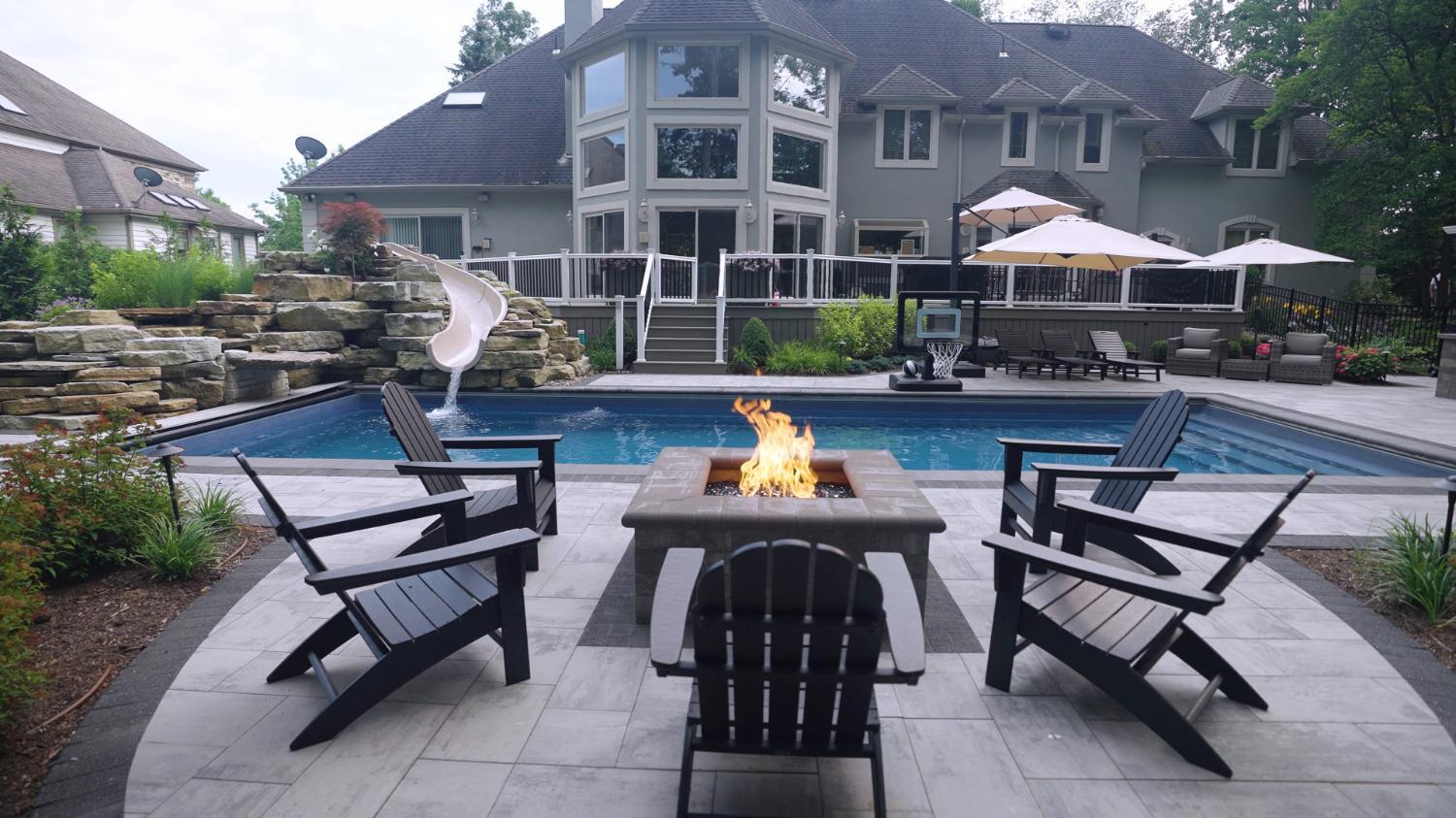 Custom outdoor living project featuring pool and deck in Ohio