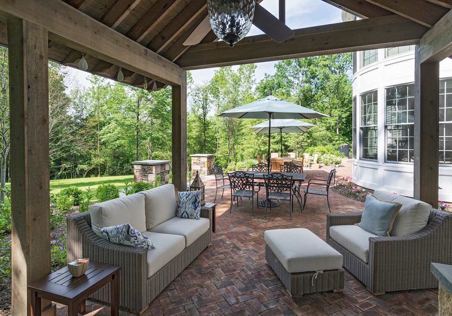detailed timber pavilion in Moreland Hills, OH built for dining