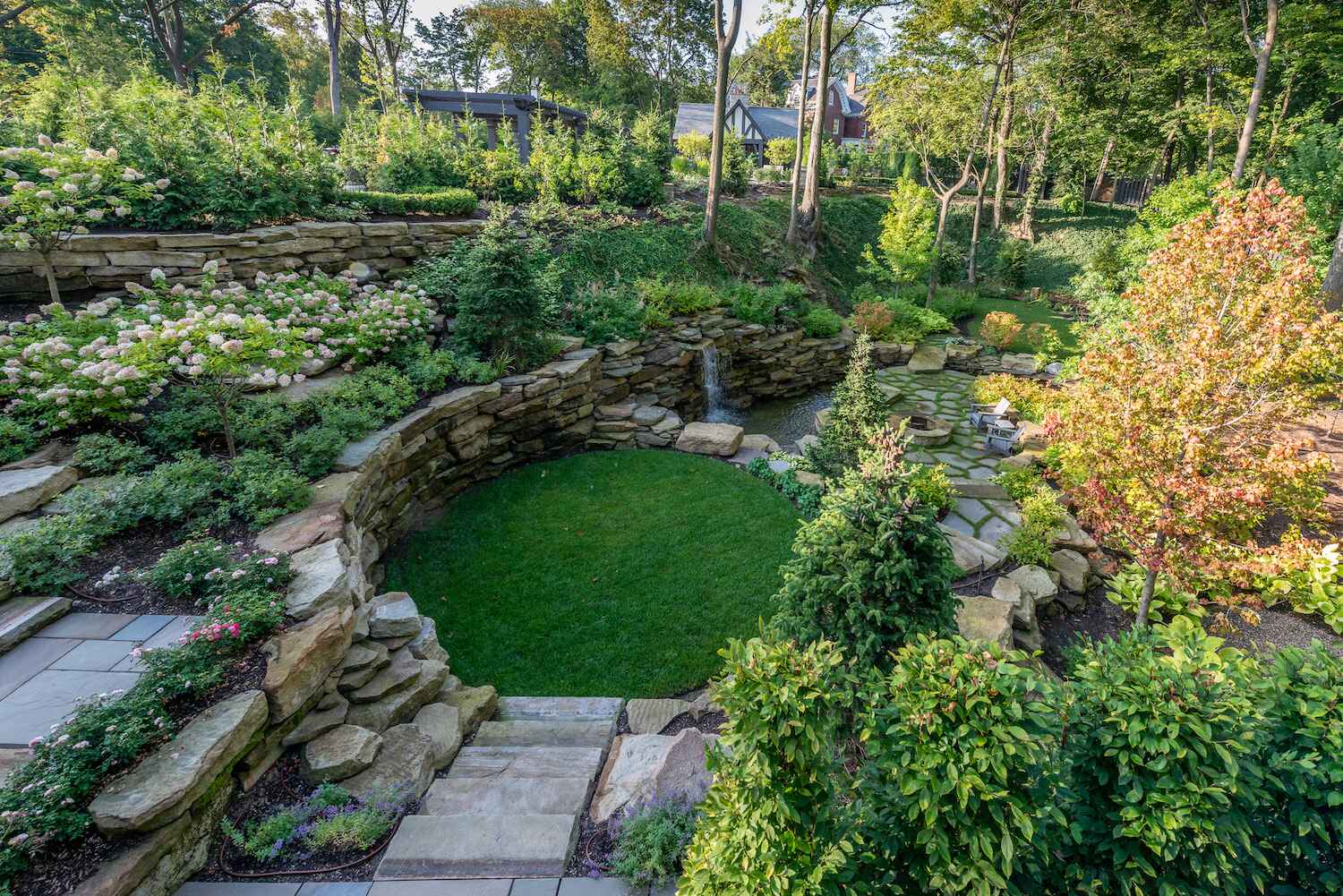 Professional landscape maintenance in Gates Mills, OH with expert lawn mowing and trimming.