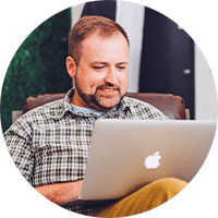 Man researching on his computer