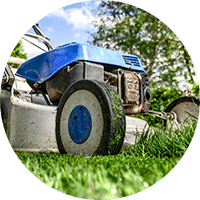 Mowing lawn