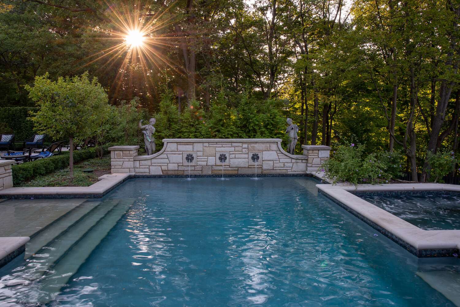 Outdoor fountain installation in Pepper Pike, OH