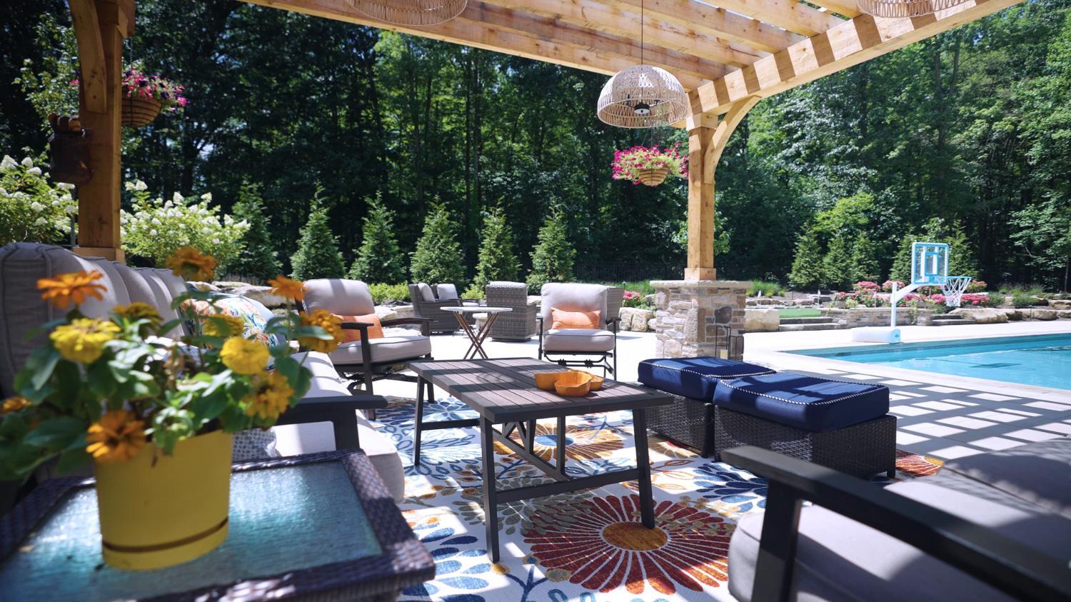Outdoor living space with spa area designed for relaxation in Northeast Ohio