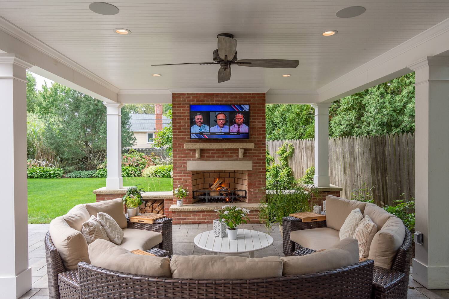 Paver Patio, Outdoor Fireplace South Russell