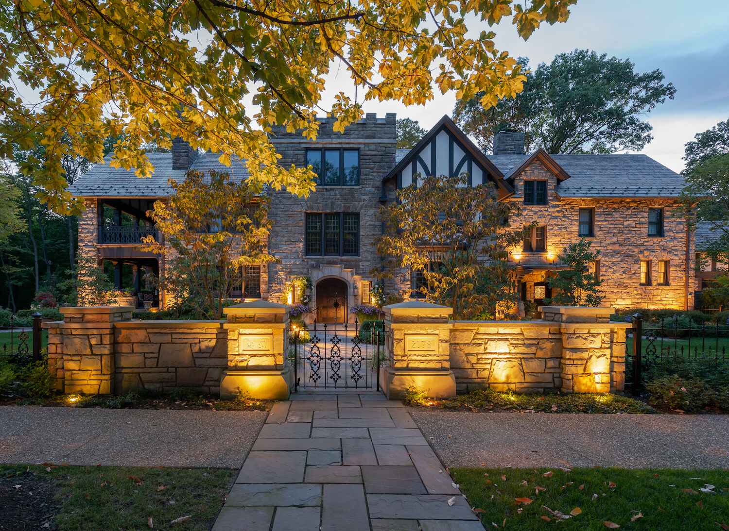 Custom outdoor lighting installation in Bainbridge, OH for a beautifully illuminated yard