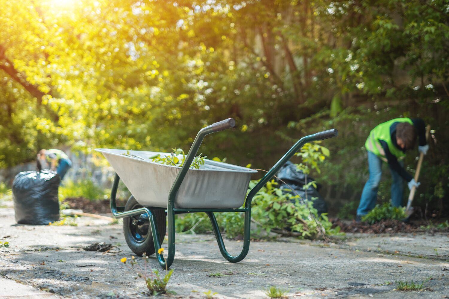 Spring landscape cleanup in Hudson, OH with debris removal and garden bed refresh